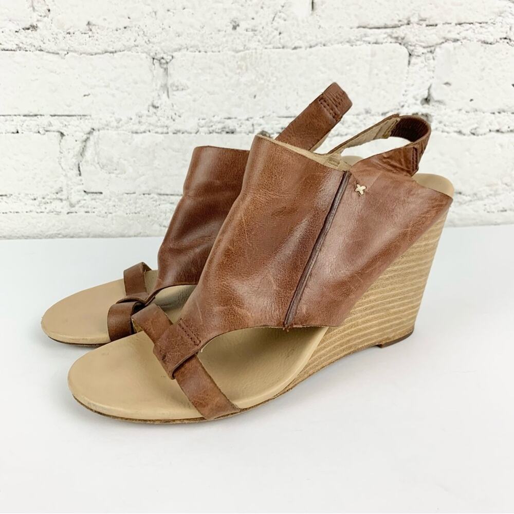 Kookaburra Santa Barbara Perez Wedge Leather Mule Sandals 7.5